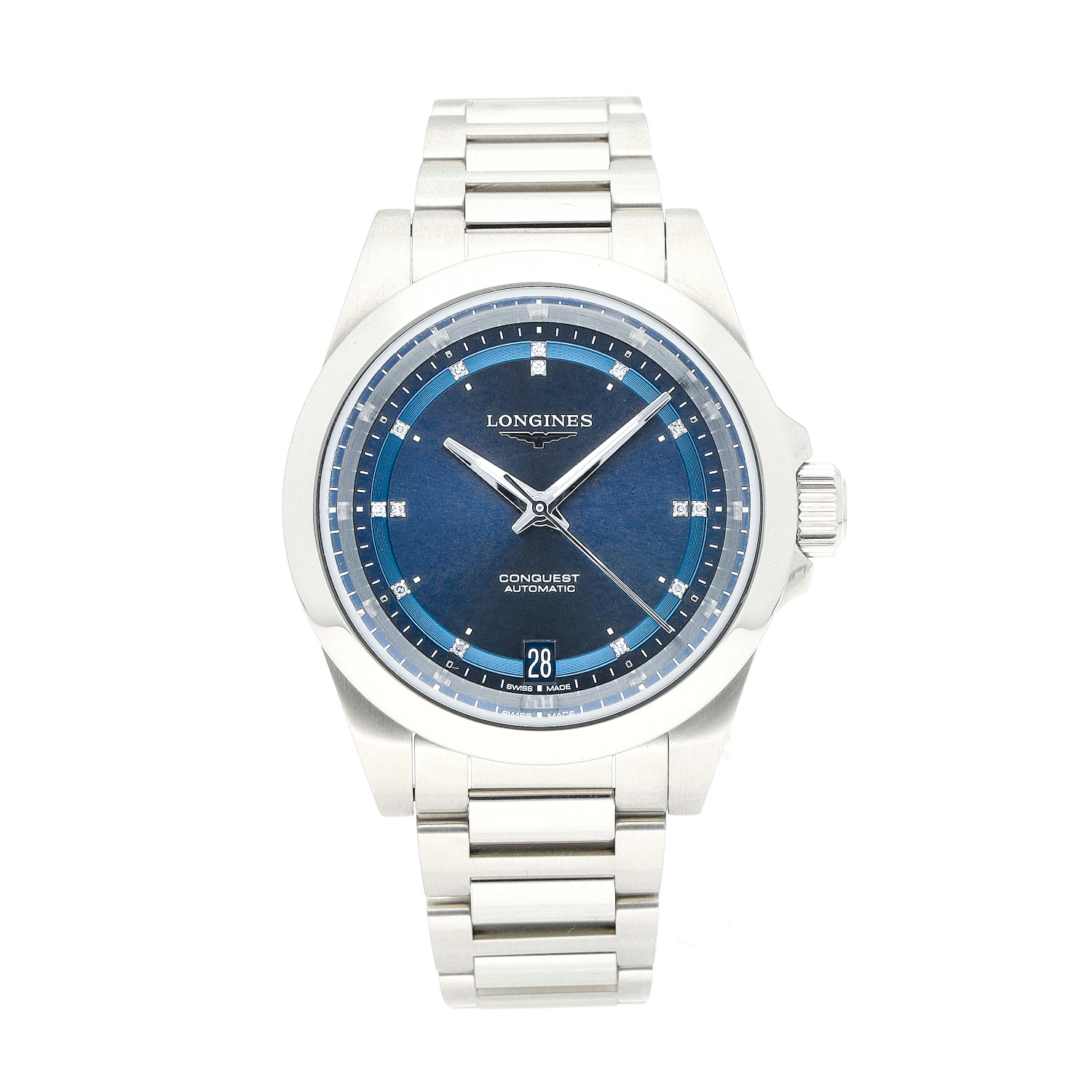 Conquest Automatic Blue Diamond Dial 34mm L34304976 | Marks Uhren